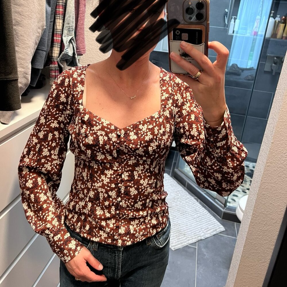 Brown floral Abercrombie blouse